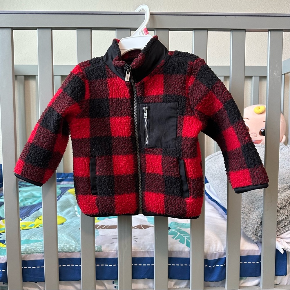 Old Navy Kids plaid LumberJack sweater coat 18m